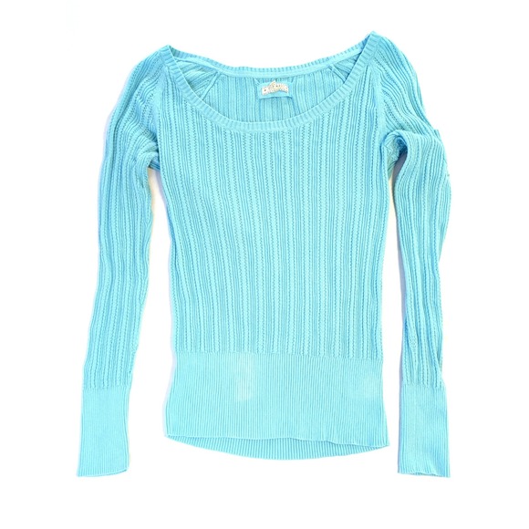 Old Navy Sweaters - Old Navy Vintage Womens Ribbed Scoop Neck Sweater Blue Long Sleeve Size L *Fair